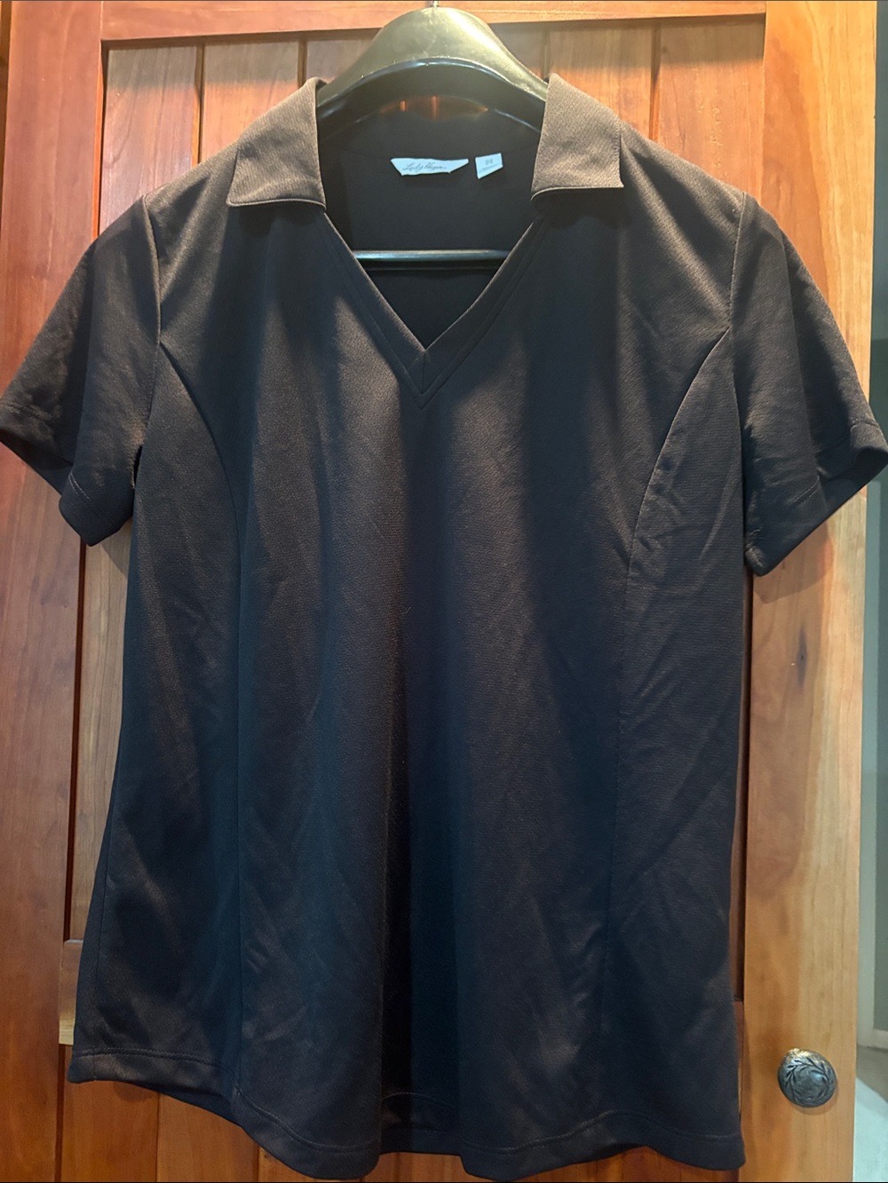 Lady Hagen Golf Black V-Neck Short Sleeve Polo Shirt